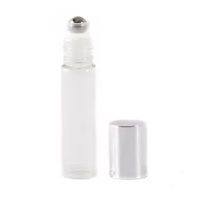 Roll On Clear Bottle with Shiny Silver Cap 15ml