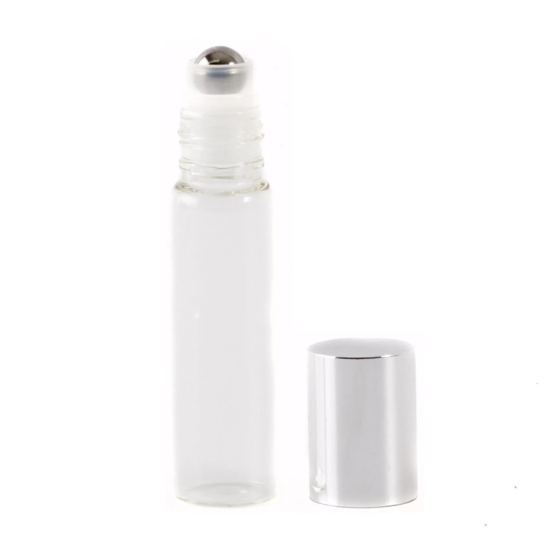 Roll On Clear Bottle with Shiny Silver Cap 15ml