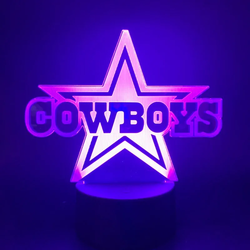 Rugby NFL 3D Dallas Cowboys logo night light 1/3/7/16 colors available