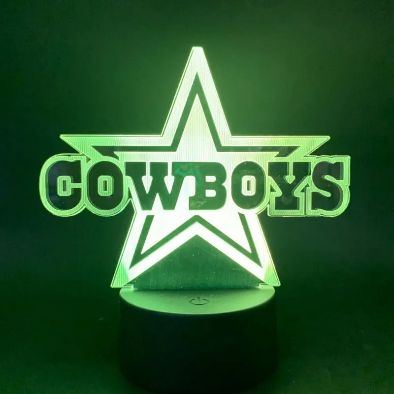 Rugby NFL 3D Dallas Cowboys logo night light 1/3/7/16 colors available