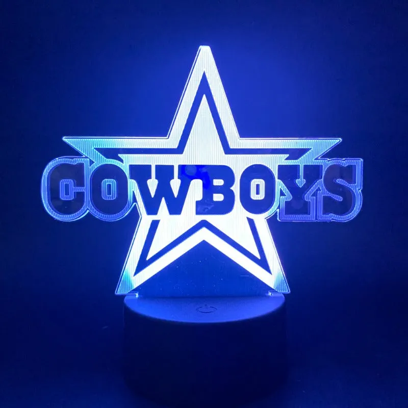 Rugby NFL 3D Dallas Cowboys logo night light 1/3/7/16 colors available