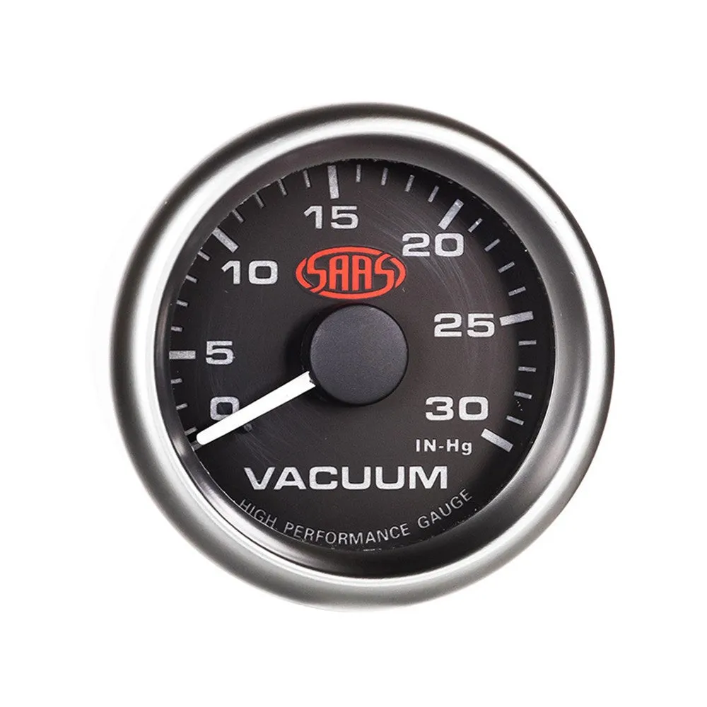 SAAS 52mm Black Muscle Series Vacuum Gauge (0-30inHg) - SG-VAC52B