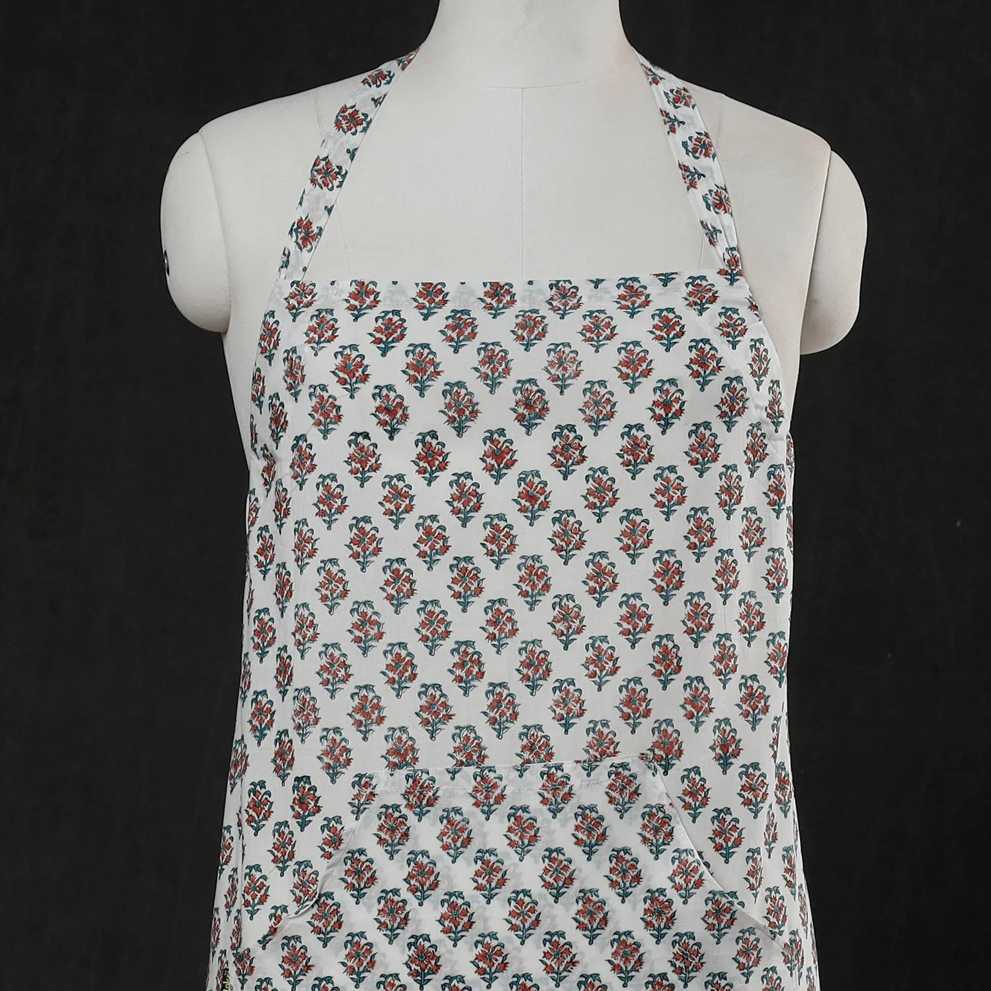 Sanganeri Block Printed Cotton Apron with Pocket