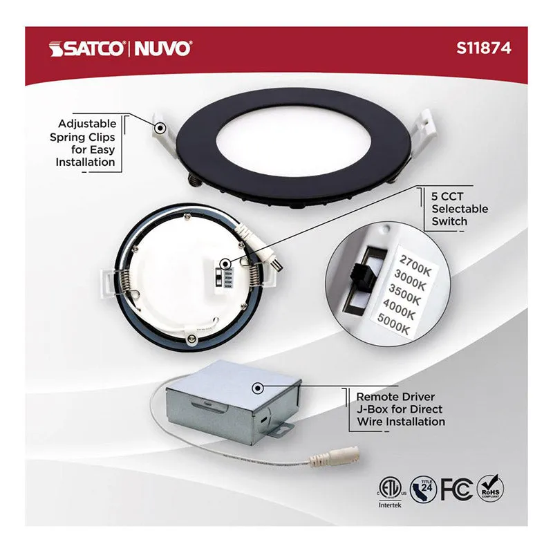 Satco S11874 4" 10W LED Direct Wire Edge-Lit Downlight, CCT Selectable