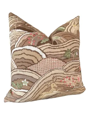 Schumacher Rolling Hills Pillow Cover Available in Mocha Brown, Green, or Blue