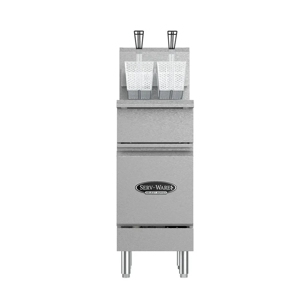 Serv-Ware SGF-40N 15.5” Stainless Steel 3 Tube Fryer, Natural Gas, 30,000 BTU/H