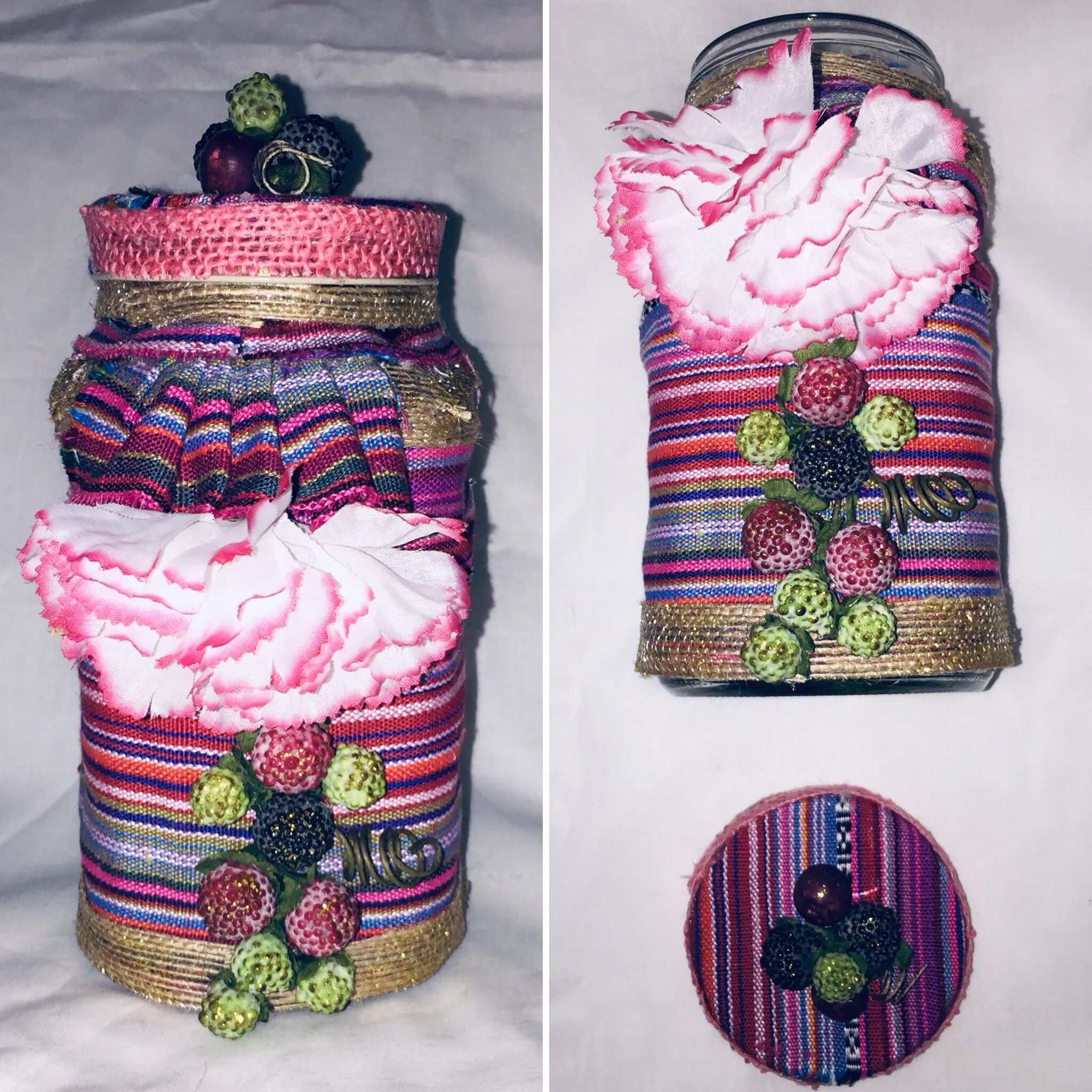 Shabby Chic Wrapped Decorated Bottle Handcrafted