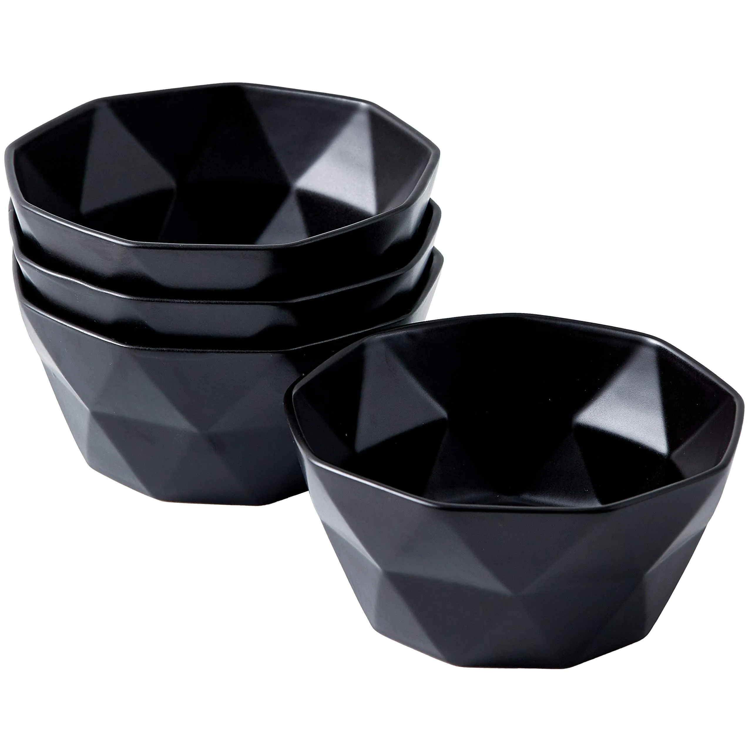 Soup Bowls Set of 4 Geometric 30 Ounce Soup Bowls - Elegant Stackable Ceramic Bowls