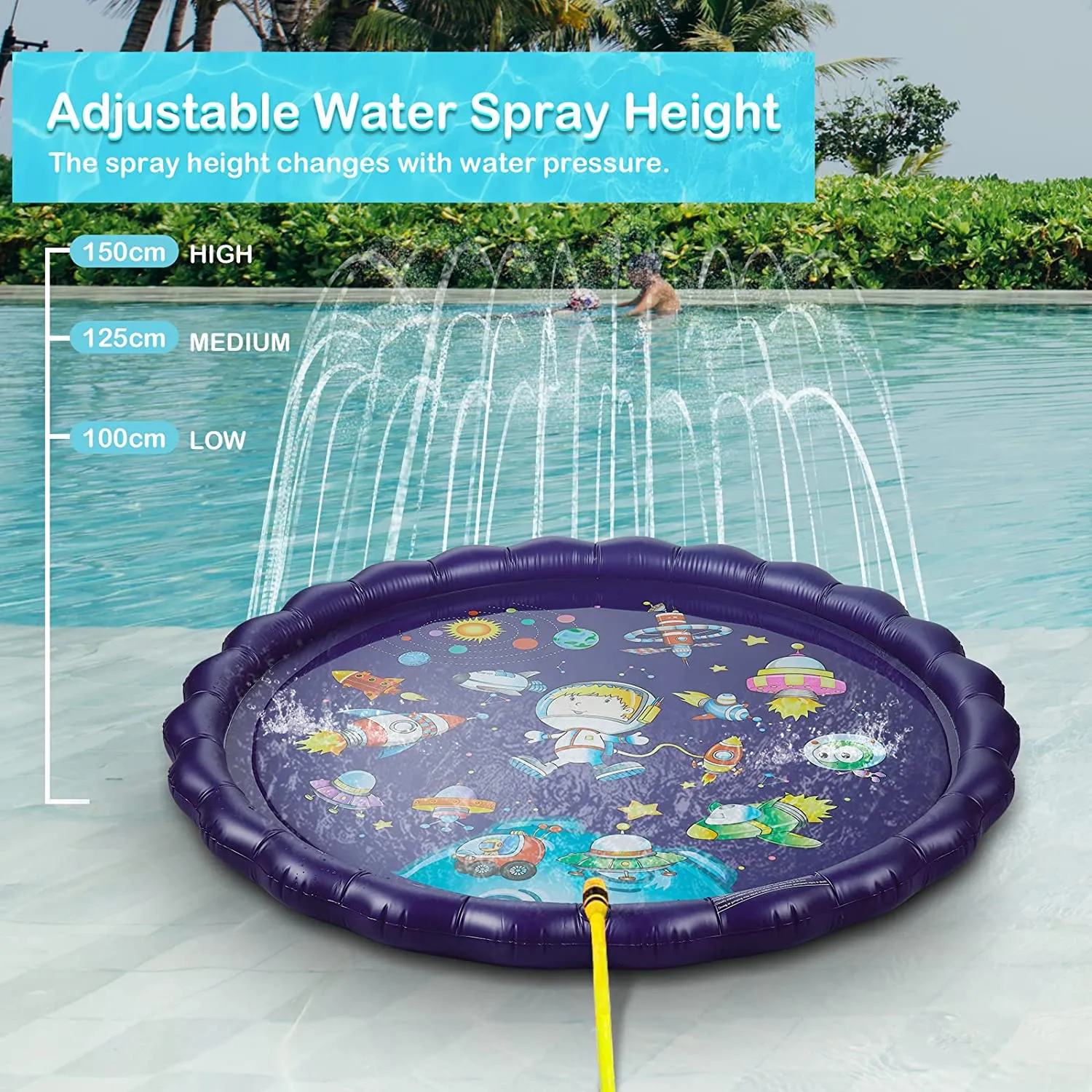 Splash Pad Sprinkler Kids 175 cm, 68'' with Marine Design