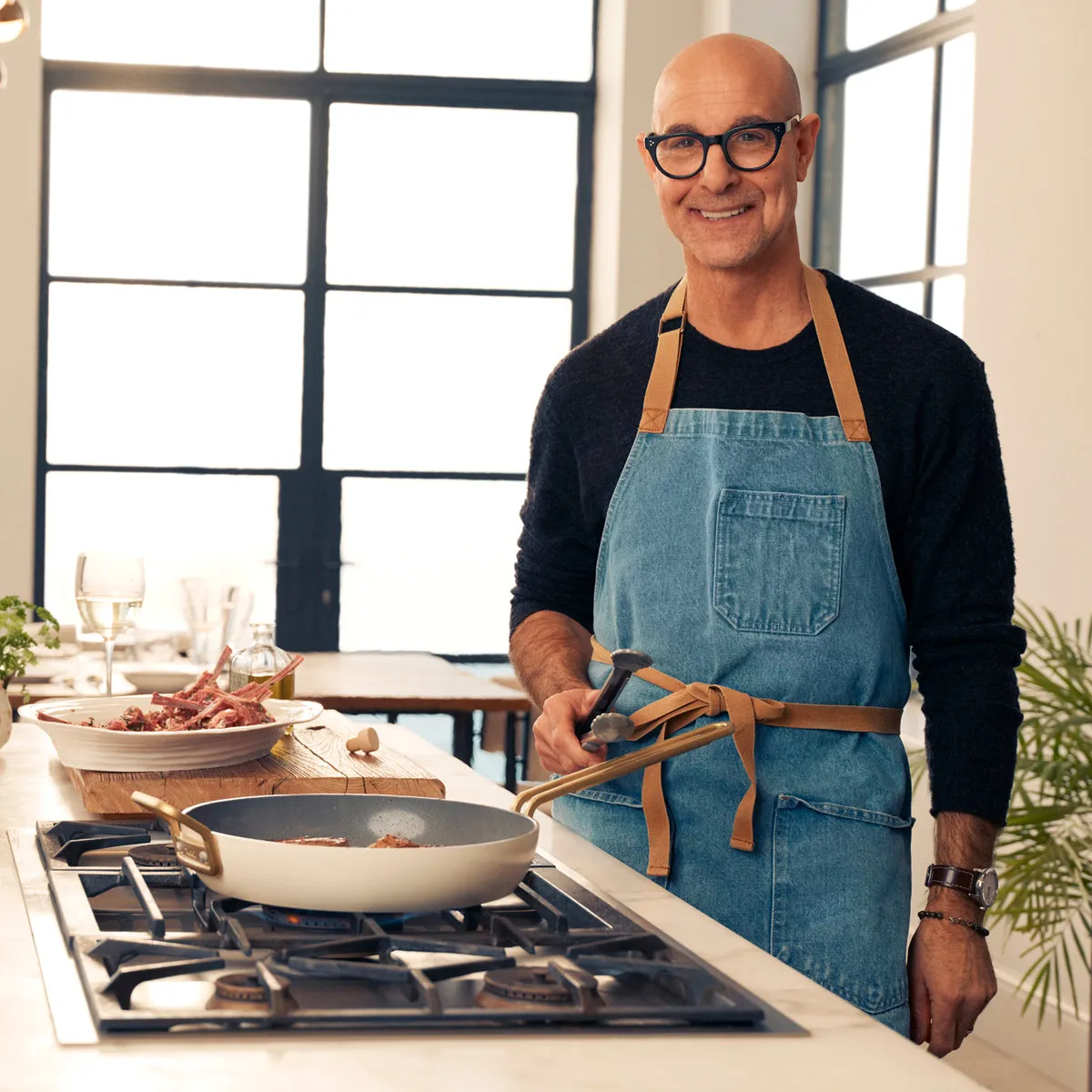 Stanley Tucci™ Ceramic Nonstick 4-Piece Saucepan Set | Carrara White