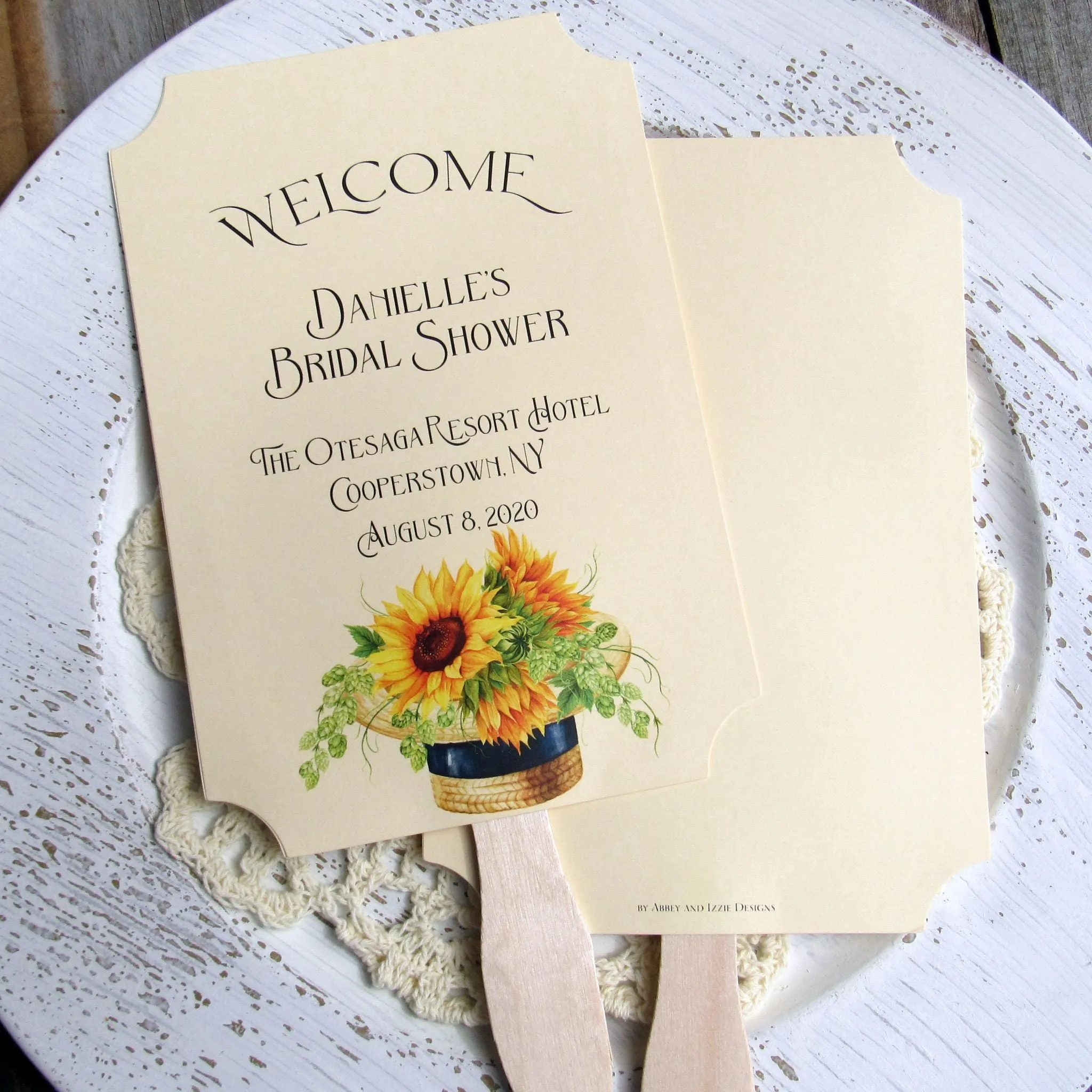 Sunflower Bridal Shower Favor Fans