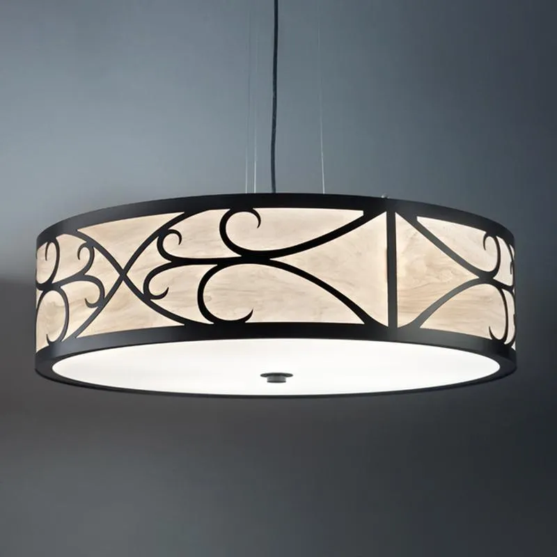 Tambour 13224-24-SFM Indoor/Outdoor Semi Flush Mount Pendant By Ultralights Lighting