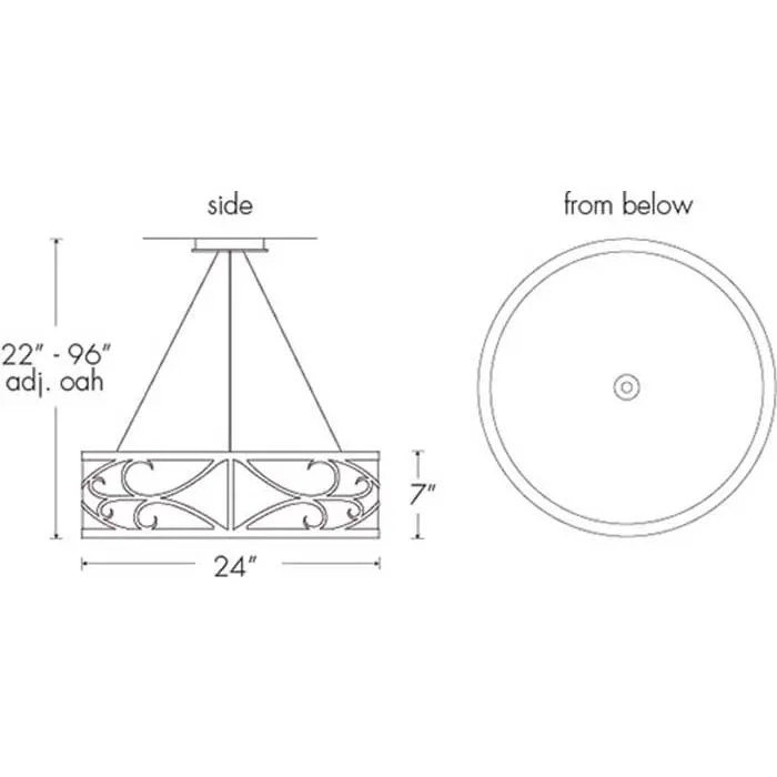 Tambour 13224-24-SFM Indoor/Outdoor Semi Flush Mount Pendant By Ultralights Lighting