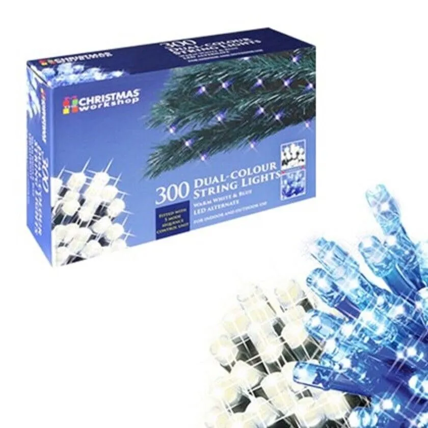 The Christmas Workshop 300 LED Chaser String Lights Dual Warm White and Blue Indoor Outdoor