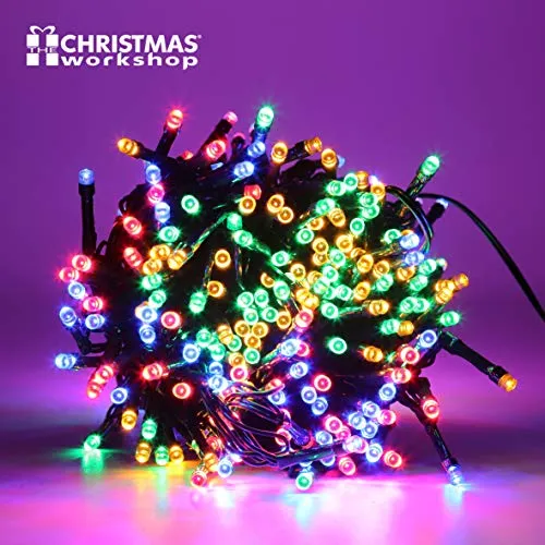 The Christmas Workshop 77490 200 Multi-Coloured LED Chaser Christmas Lights / Indoor or Outdoor Fairy Lights / 13.9 Metres / 8 Light Modes / Great For Christmas, Weddings & Gardens B000WVCZ6E