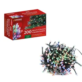 The Christmas Workshop 77490 200 Multi-Coloured LED Chaser Christmas Lights / Indoor or Outdoor Fairy Lights / 13.9 Metres / 8 Light Modes / Great For Christmas, Weddings & Gardens B000WVCZ6E