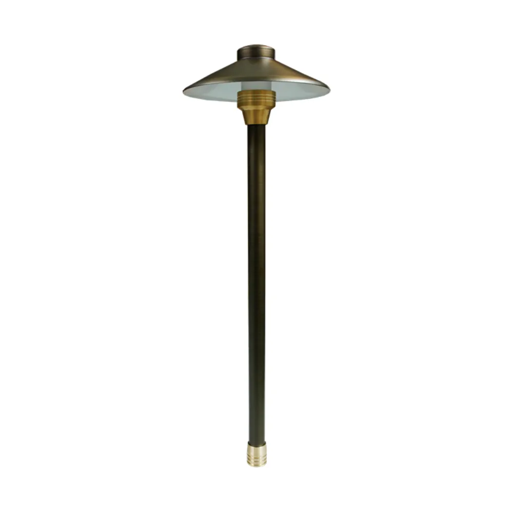 Unique - 8 in. Centaurus Path Light 12 in. Riser Brass Housing Weathered Brass Finish