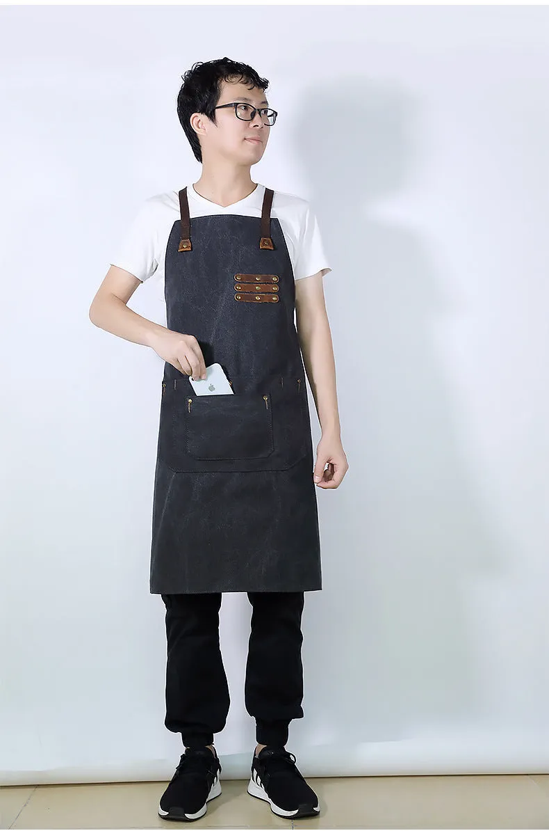 Vintage Canvas Leather Belt Apron A-5792