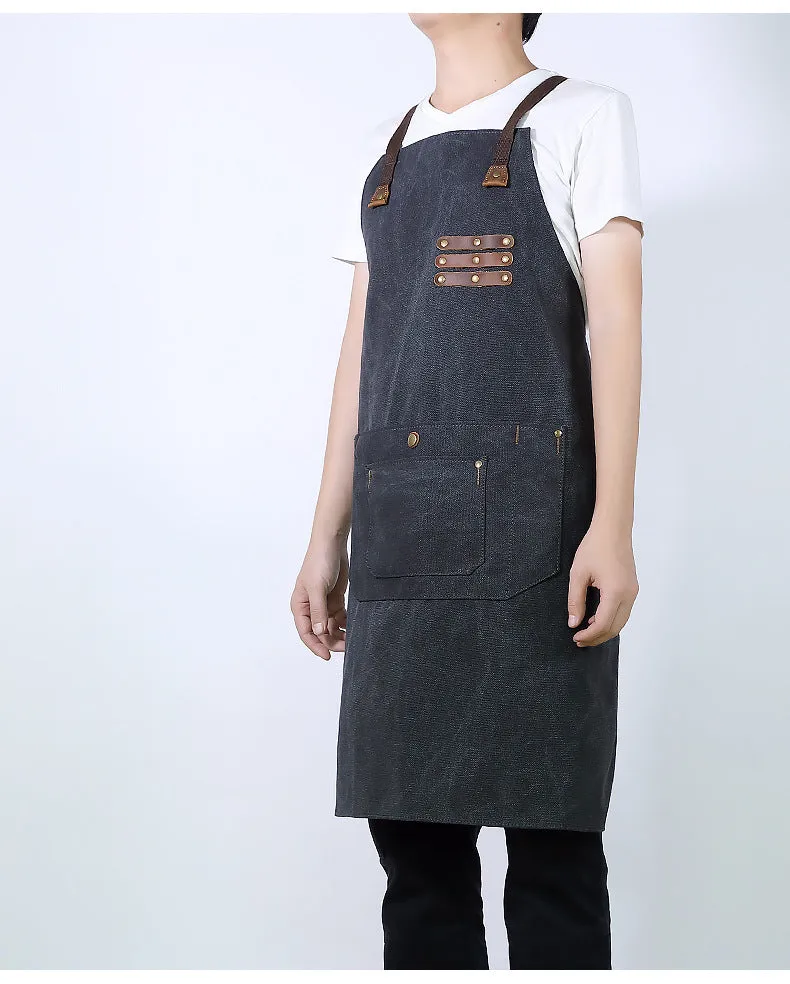 Vintage Canvas Leather Belt Apron A-5792