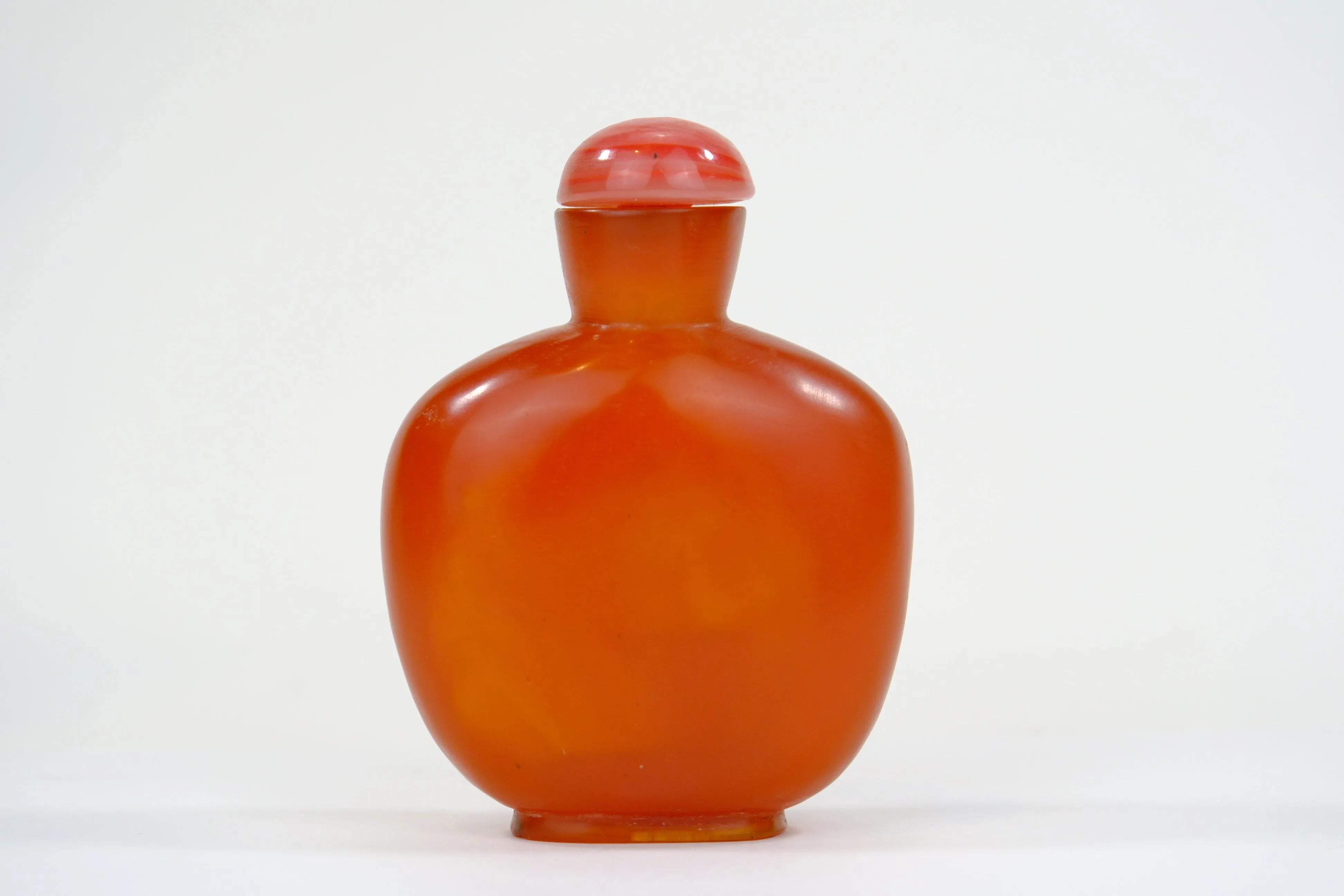 Vintage Chinese Faux Carnelian Orange Resin Snuff Bottle 3.75"