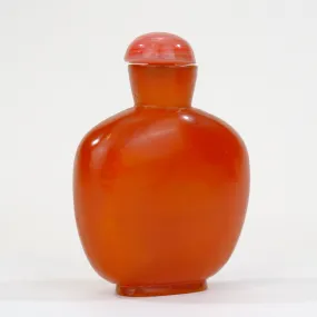 Vintage Chinese Faux Carnelian Orange Resin Snuff Bottle 3.75"