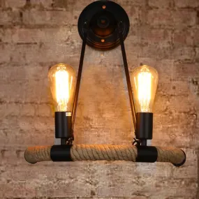 Vintage Retro Led Indoor Wall Lamp Loft Industrial American Style Aisel Bedside Room Wall Sconce Lights Fixture Hemp Rope Decor