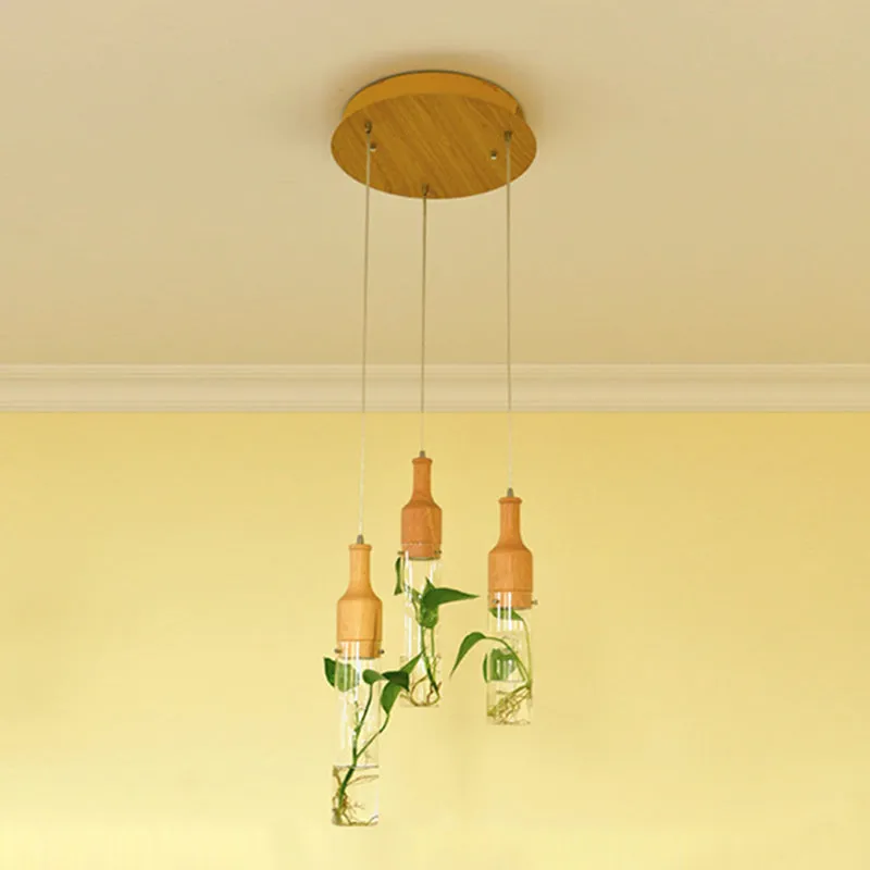 Viola - Glass Bottle Shaped Planter Light - Clear Glass Bedroom Pendant