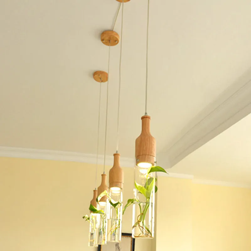 Viola - Glass Bottle Shaped Planter Light - Clear Glass Bedroom Pendant