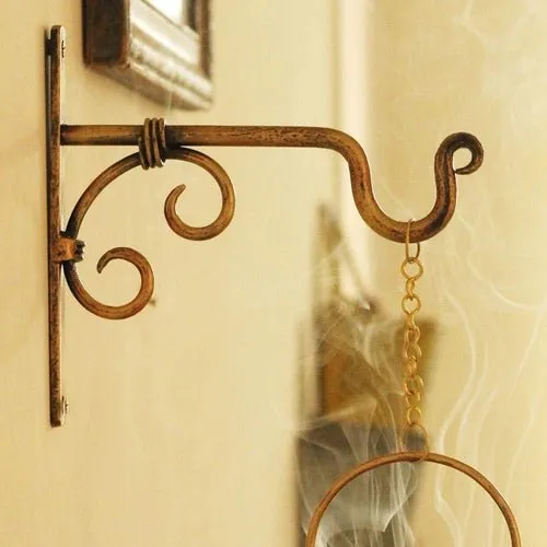 Wall Mounted Golden Iron Lantern Diya Hanger | 22x2x19cm