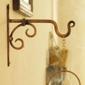 Wall Mounted Golden Iron Lantern Diya Hanger | 22x2x19cm