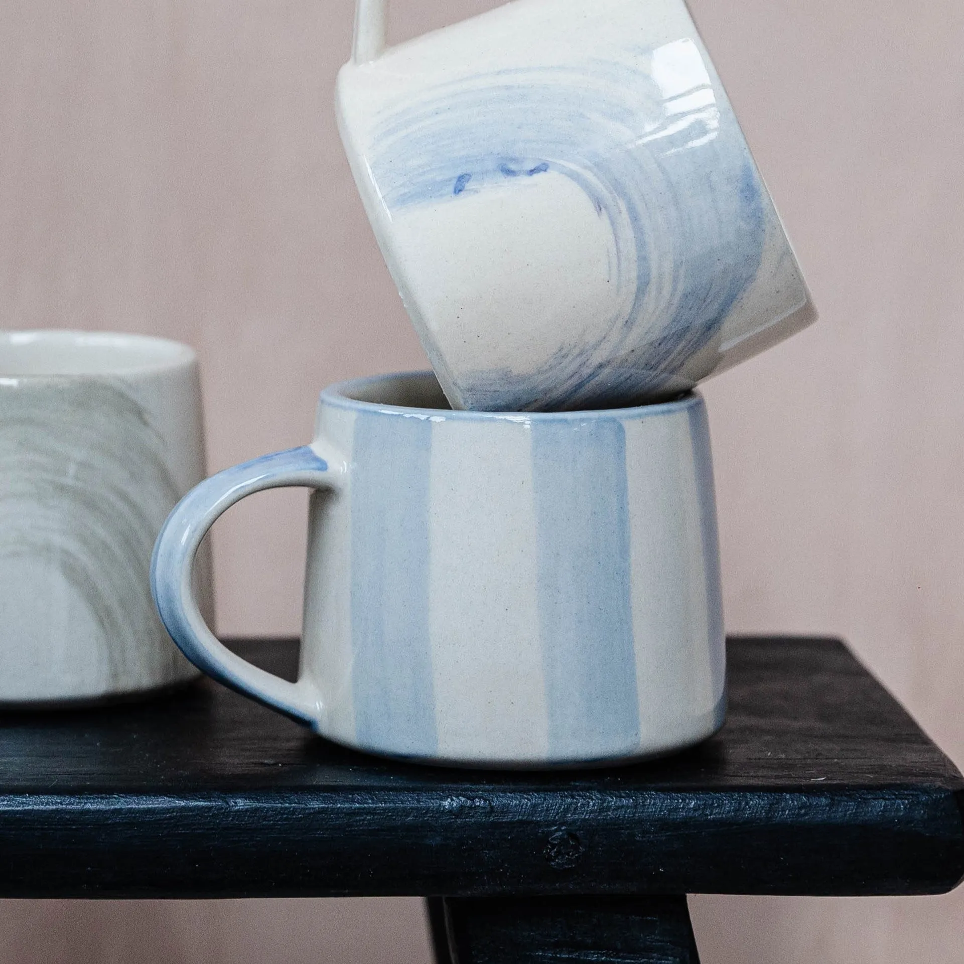 Washed Stripe Mug - Ink