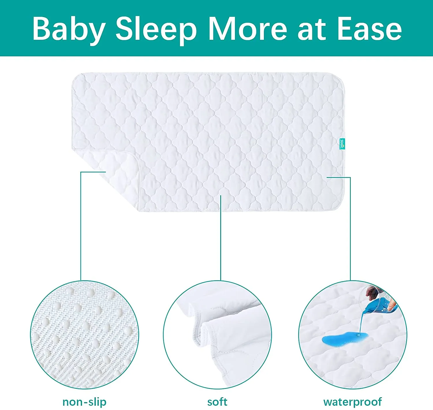 Waterproof Crib Mattress Protector Pad | Bed Pad Mat - 52" x 28", Anti Slip & Durable, White