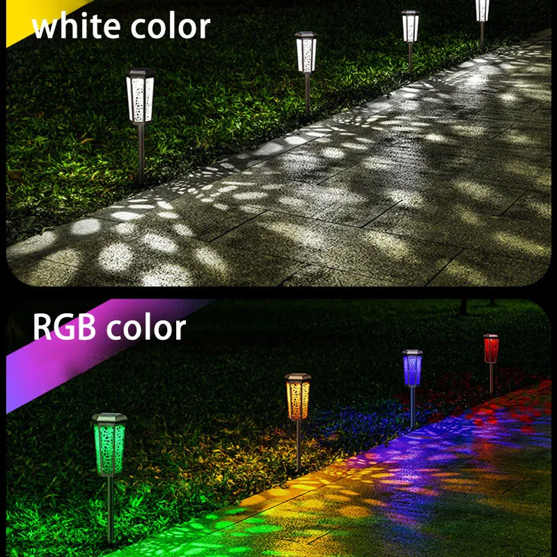 Waterproof Solar Light Outdoor LED Light RGB Garden Stake Lights for Path Walkway Driveway