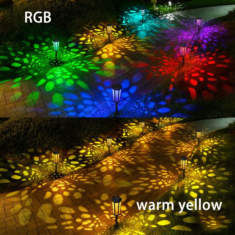 Waterproof Solar Light Outdoor LED Light RGB Garden Stake Lights for Path Walkway Driveway