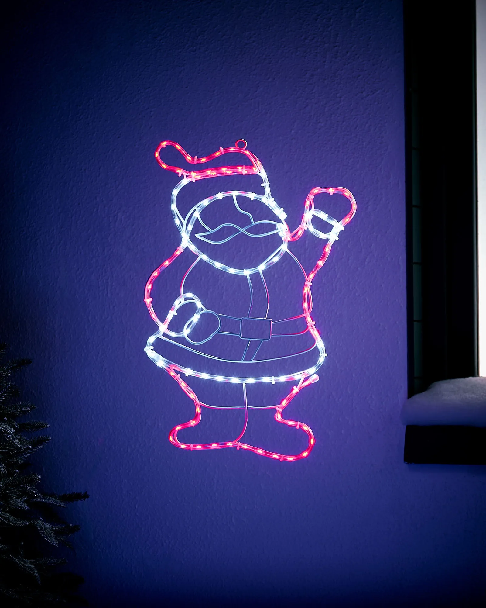 Waving Santa Rope Light Silhouette, 51 cm