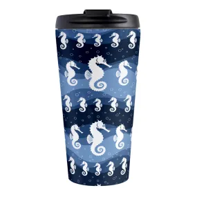 Wavy Blue Seahorse Travel Mug