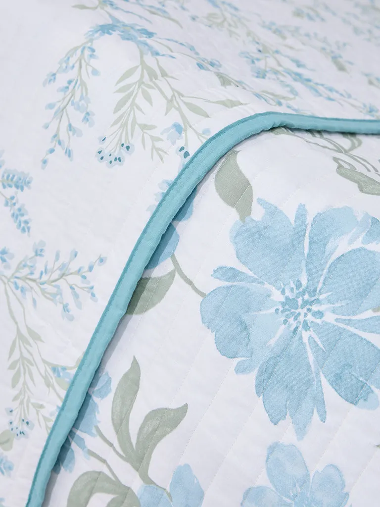 Westside Home Blue Floral Pattern Reversible Single Bed Comforter