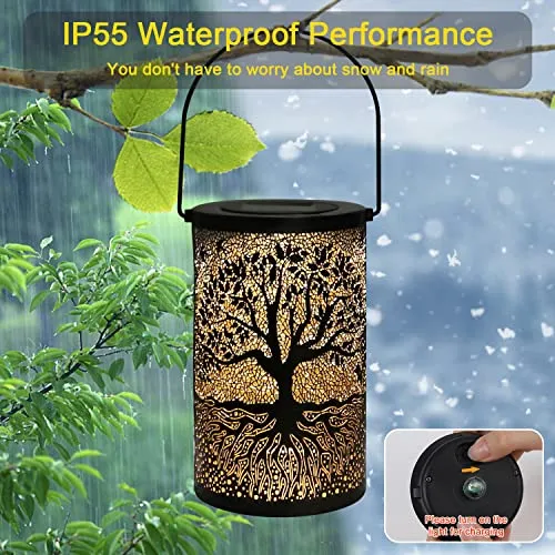 ZWOOS Solar Lantern for Outdoor, Waterproof Solar Lights, Hanging/ Standing, for Balcony, Patio, Garden Decoration (Big Tree)