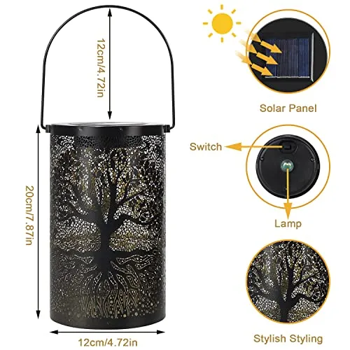 ZWOOS Solar Lantern for Outdoor, Waterproof Solar Lights, Hanging/ Standing, for Balcony, Patio, Garden Decoration (Big Tree)